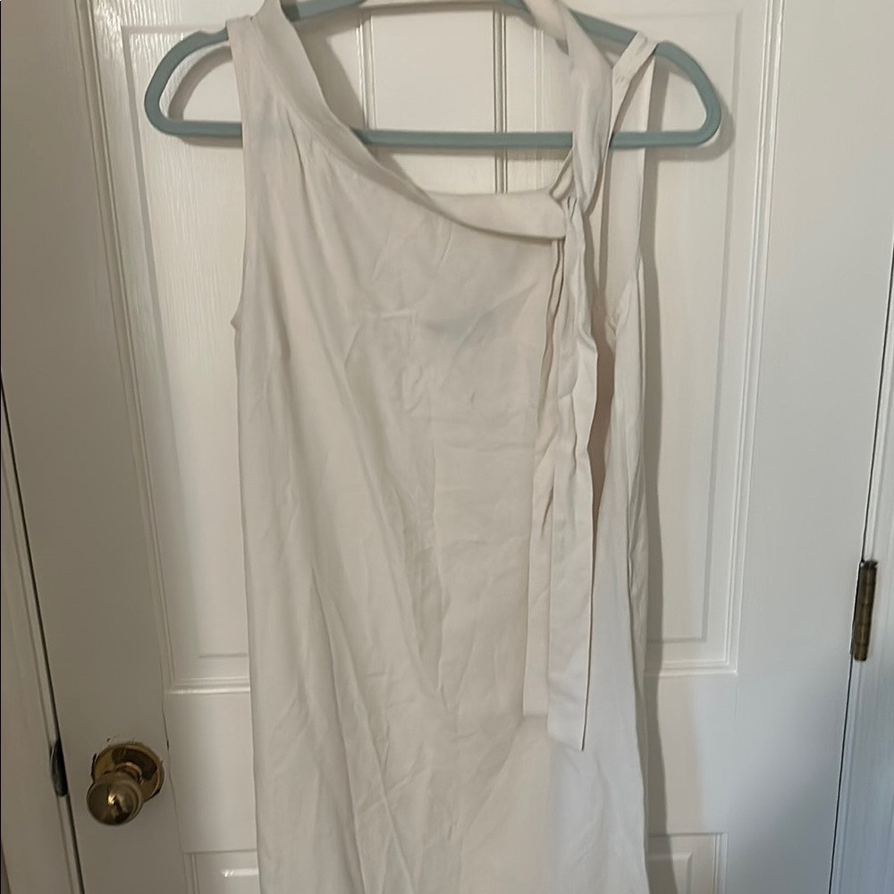 Tara Jarmon Cream One Shoulder Sheath Dress